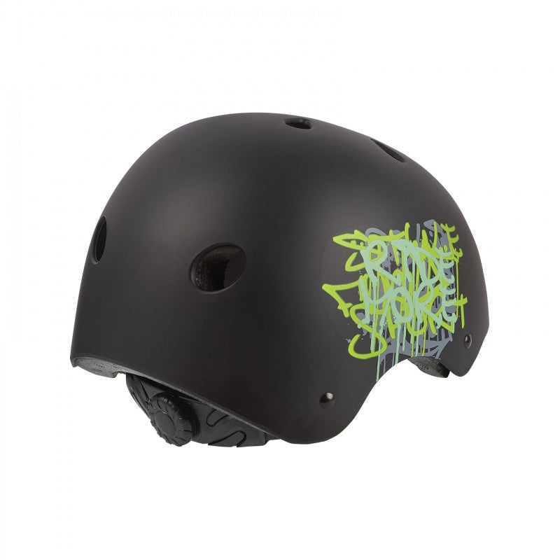 Polisport Radical – Kids Urban Cycling Helmet (Black/Green, 53–55 cm)