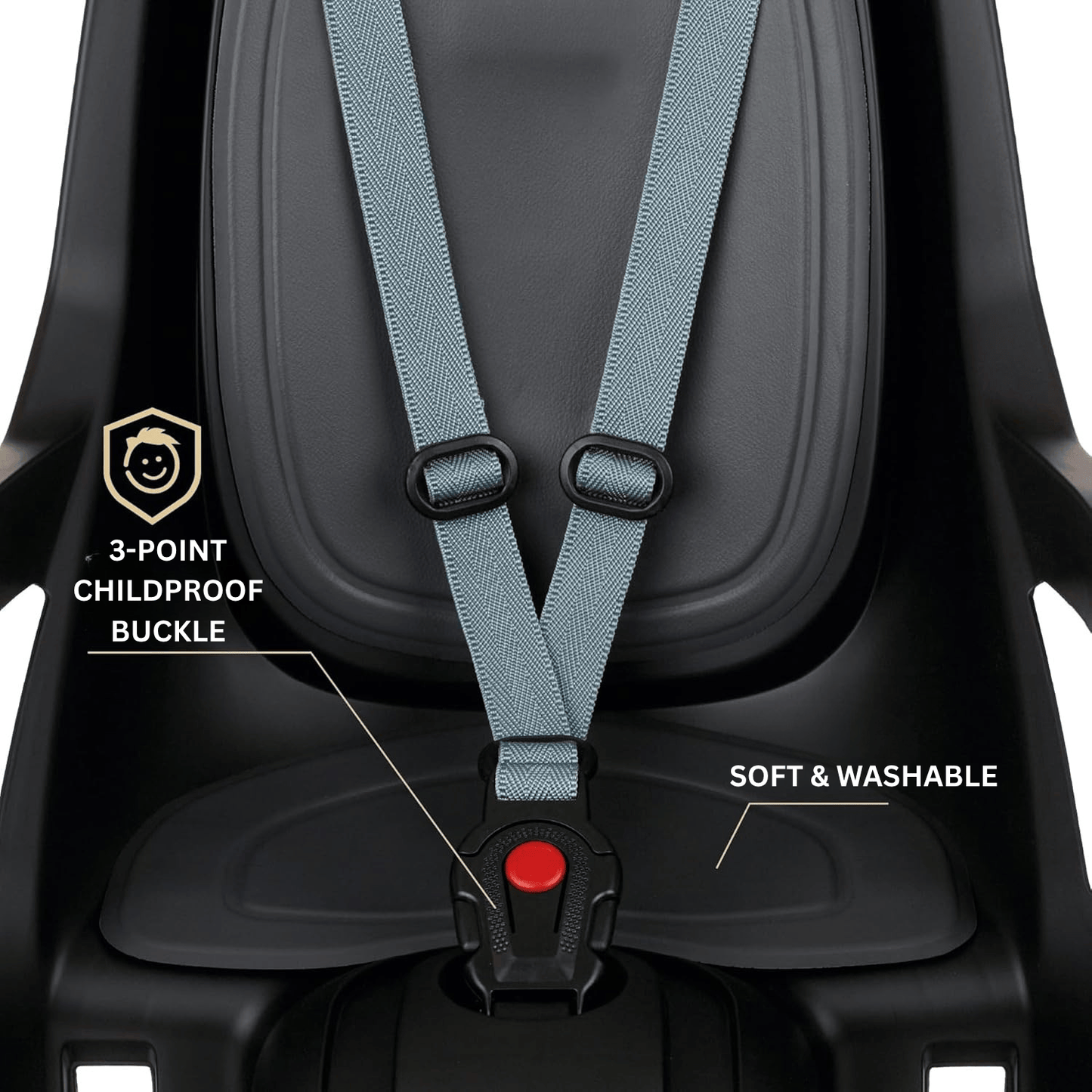 Polisport Groovy MIK‑HD Rear Bicycle Seat – Black/Dark Grey (Up to 22 kg)