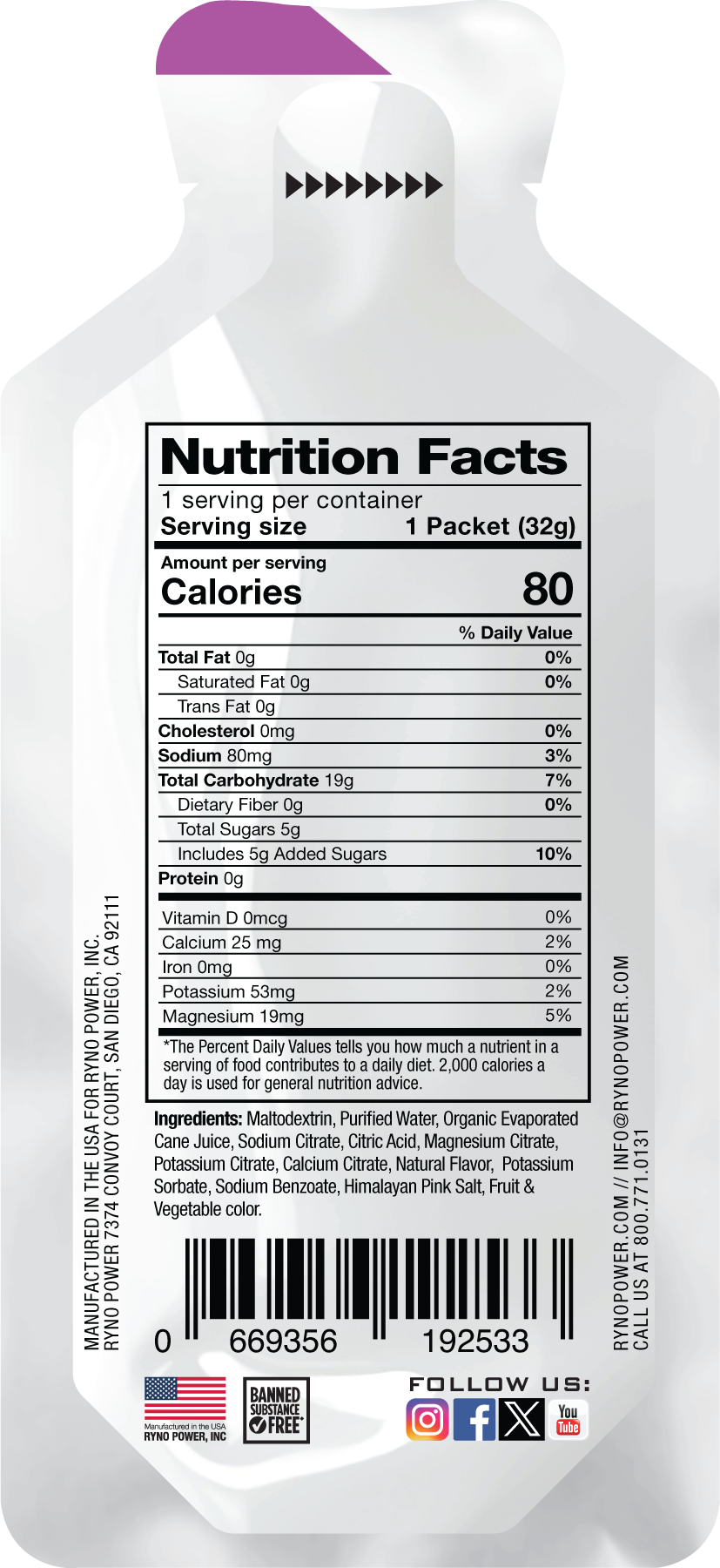Ryno Power Performance Gel 12 pack Berry