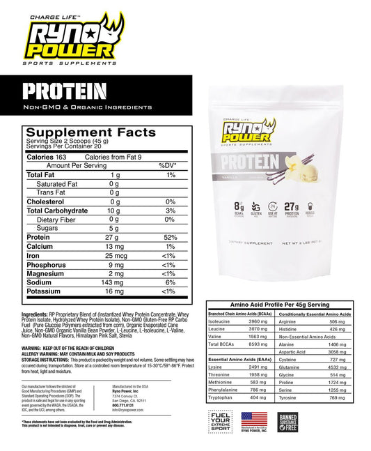 Ryno Power PROTEIN Premium Whey Powder - Vanilla