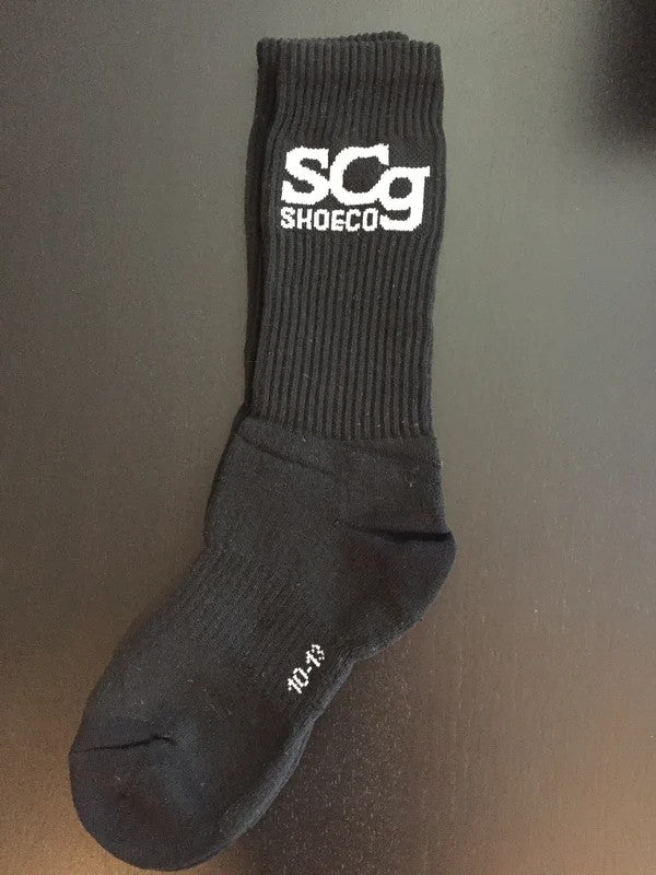 SCg Premium Socks Black w. White Logo size 8-10