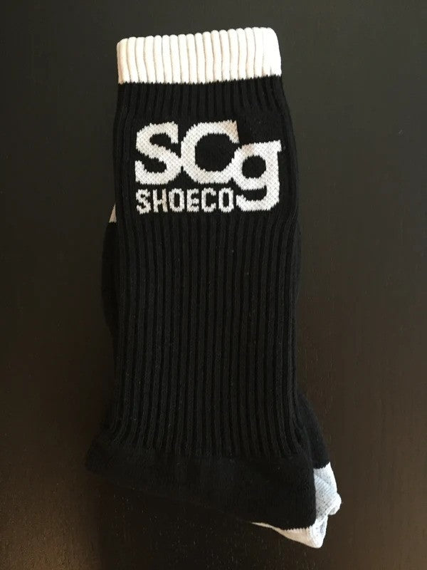 SCg Socks Black with White Logo & Stripe s. 10-12